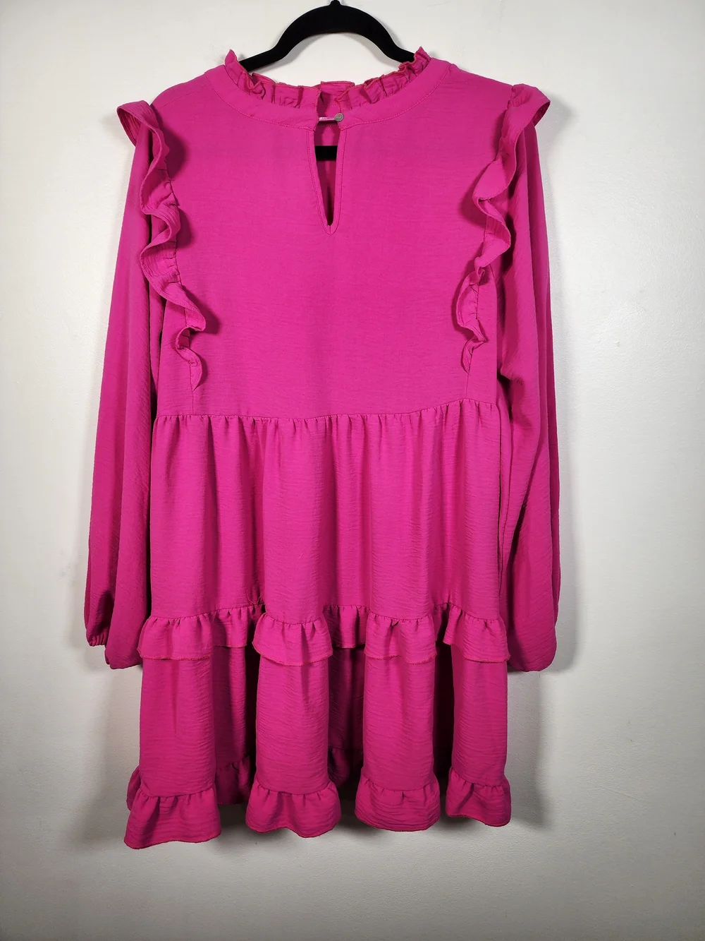 JODIFL Pink Ruffle Dress | Boutique Mini Dress | Feminine Boho Cottagecore | - Picture 5 of 10